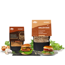 Laden Sie das Bild in den Galerie-Viewer, Gourmet Koch Duo - Grillen Hack 70g und Grillen Burgermischung 90g