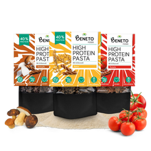 Laden Sie das Bild in den Galerie-Viewer, High Protein Pasta - Sorten: Natur, Tomate und Steinpilz