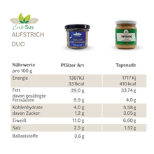 Laden Sie das Bild in den Galerie-Viewer, Aufstrich Duo - EntoSus Grillen Streichwurst Pfälzer Art &amp; NimaVert Tapenade
