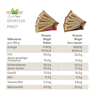 Protein Riegel 3x Beere Mandel und 3x Kakao