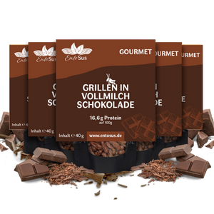 Knusprige Grillen in Belgischer Vollmilch Schokolade